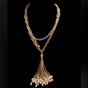 Frosted Beige Tassel Necklace